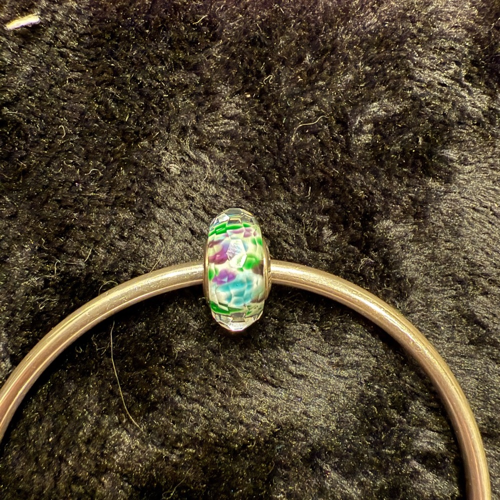 Pandora purple and green glass charm